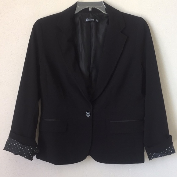 New York & Company Jackets & Blazers - Black Blazer With polka dot sleeve detail